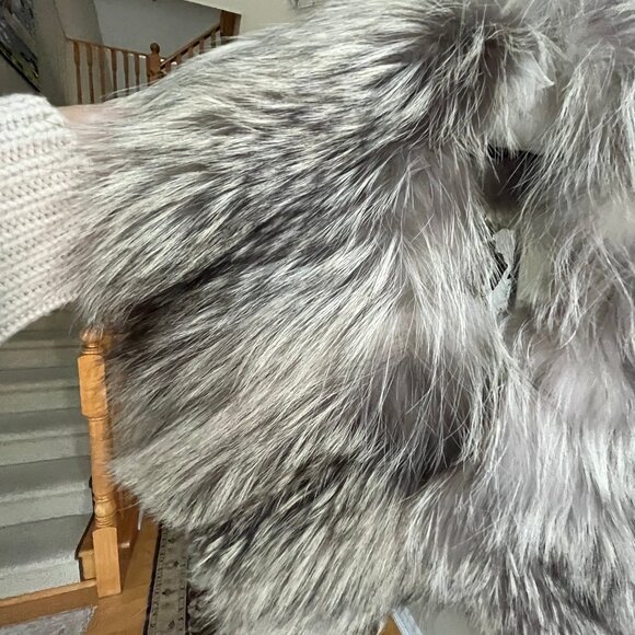 Fox Fur Collar - Silver Grey and Cream Colour - Vintage - Authentic - Picture 5 of 14